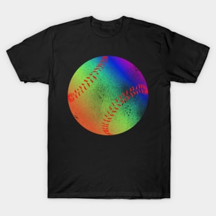 Baseball Or Softball In Rainbow Colors T-Shirt